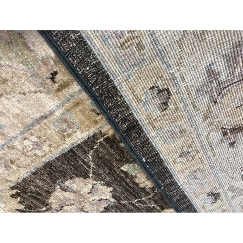 Ziegler Wool Oriental Area Rug in Black/Gray/Beige