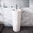 Monaco 33.44'' Tall Glossy White Ceramic Circular Pedestal Bathroom Sink with Faucet and Overflow