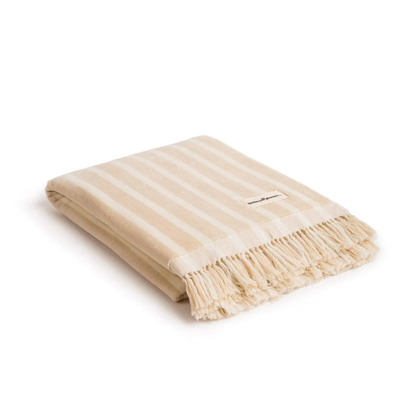Beach Towel, Monaco Natural Stripe
