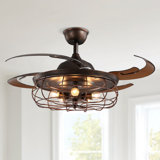 Caronni 48'' Retractable Blades Ceiling Fan with Remote Control and Light Kit Included