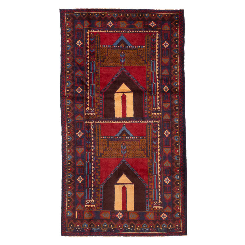 Tapis rouge Teimani 3 pi 5 po x 6 pi 6 po