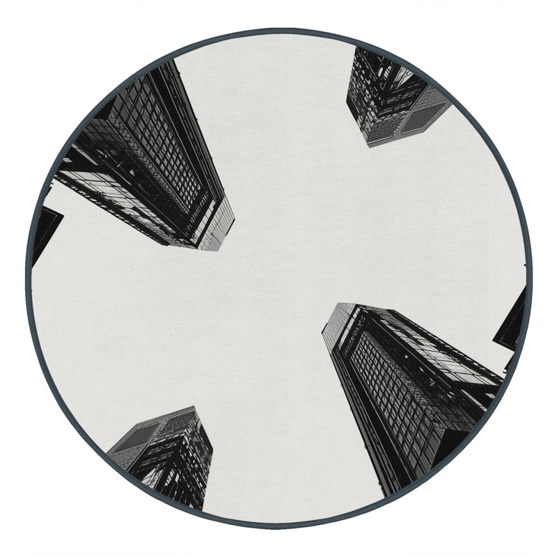 Tapis beige moelleux doux et éclectique à motif géométrique moderne et doux, Carré 6 pi