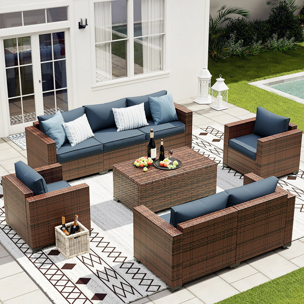 Crosley Tribeca 8 Piece Wicker Patio Sofa Set in Sand and Driftwood, 1 -  Foods Co.