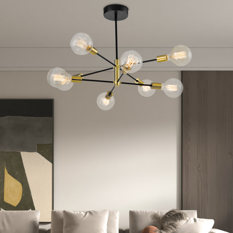 Rensselear 8-Light metal Modern Linear Sputnik Chandelier