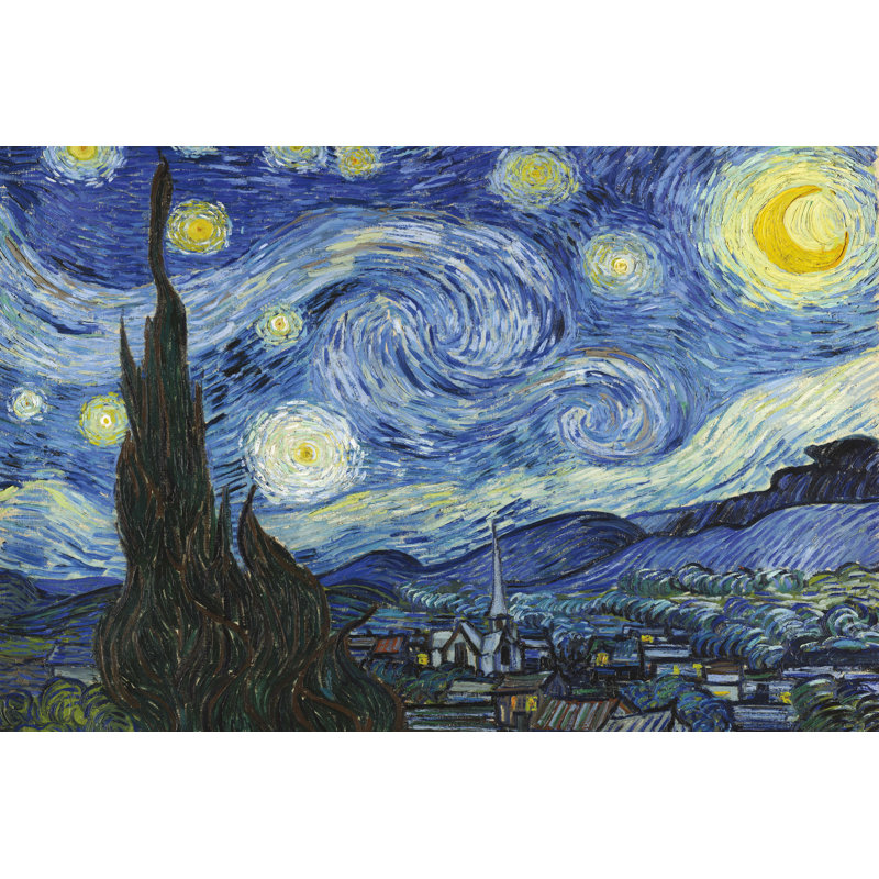 «Starry Night» par Vincent Van Gogh - reproduction d'art sur toile tendue, H 12 po x l 16 po, Non, Toile tendue