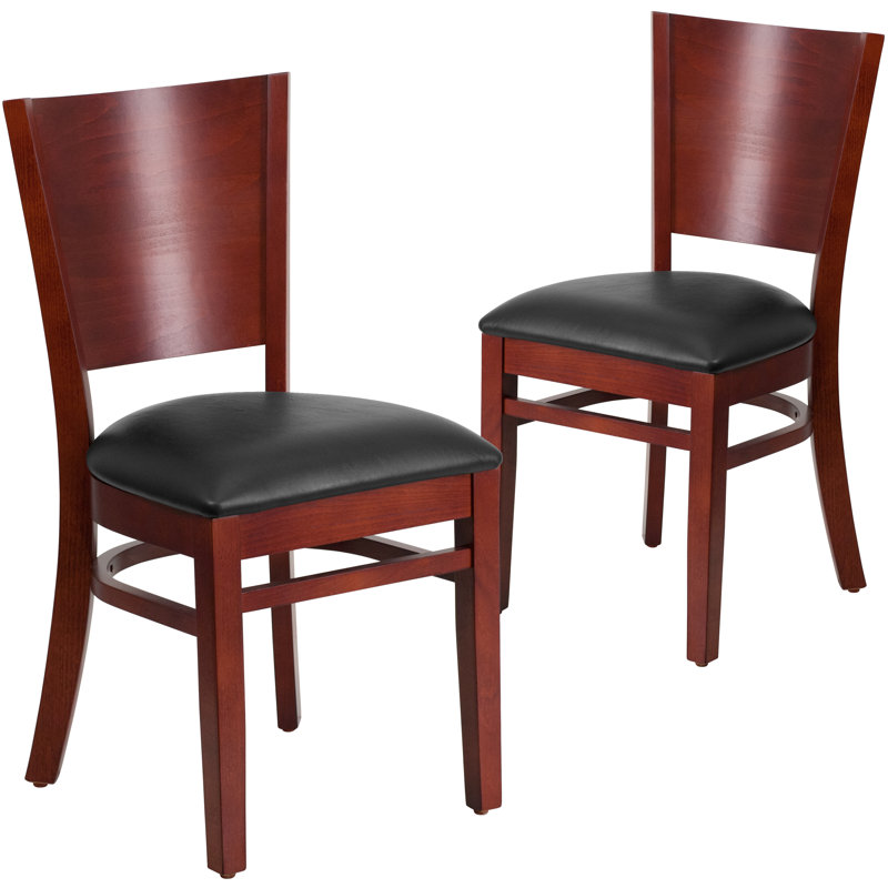 Kadircan 20'' H Upholstered Side Chair, Black, Mahogany