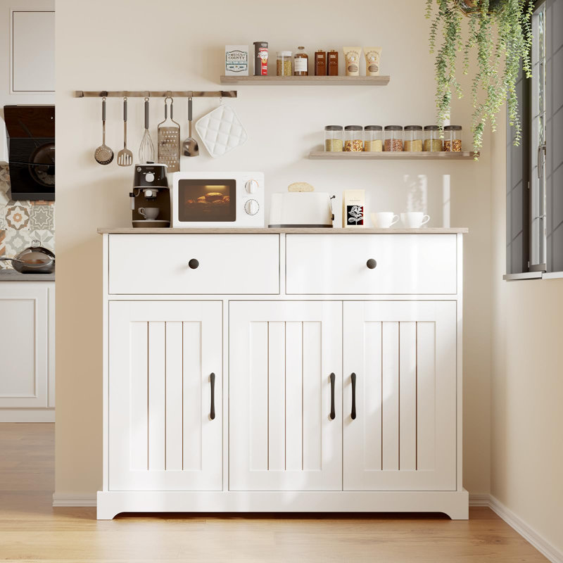 Buffet 42,5 "avec tablette réglable, tiroirs et portes de grange