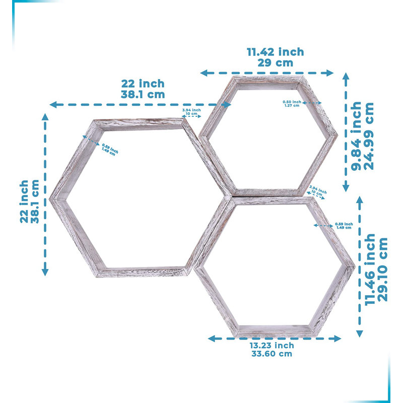 Tablette flottante 3 pièces Tanley, Blanc rustique