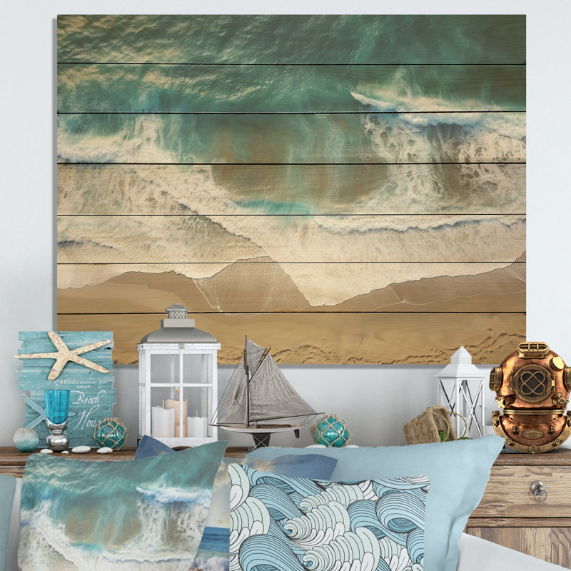 Vue aérienne de Tranquil Waves II - plage sur bois, H 10 po x l 20 po