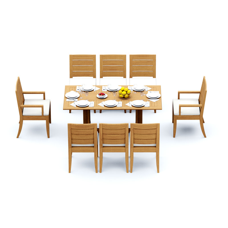 Atnas Teak Wood Patio Dining Set with, 8