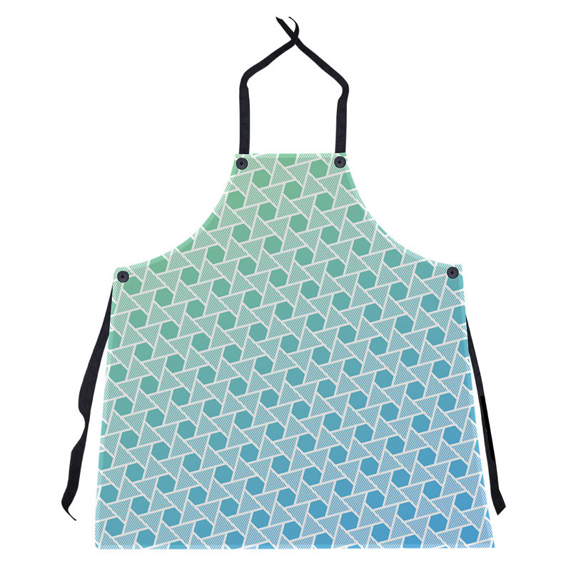 Tablier en hexagones et triangles Rainbow, Vert/bleu