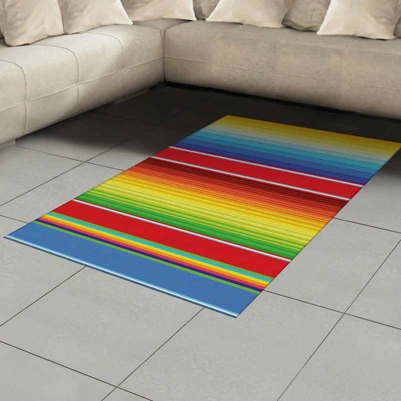 Rainbow High Density Long Fiber Poly Threads Decorative Area Rug Carpet, Rectangle 4' x 5'8"