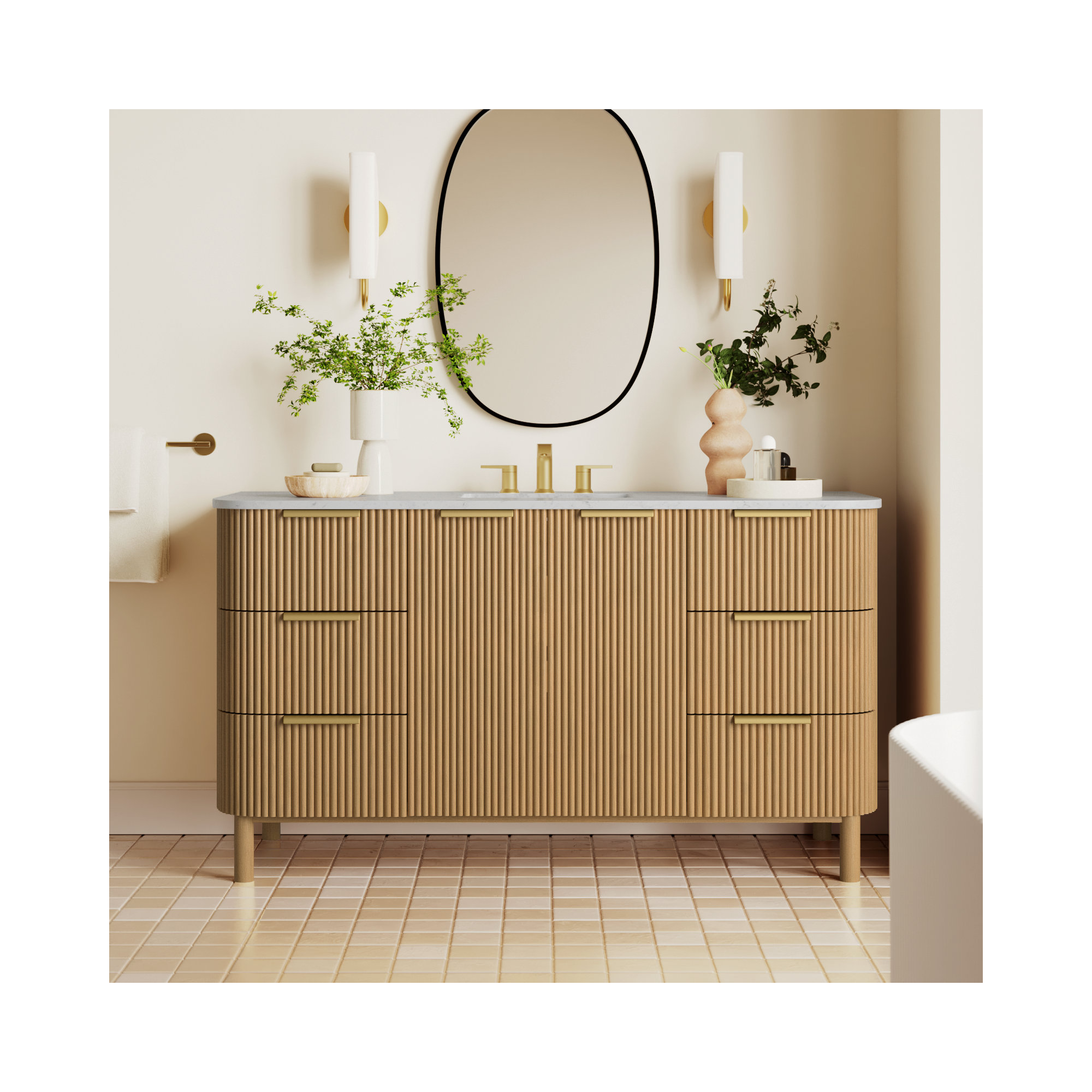 Nova 60" Marble Top Single Sink Vanity
