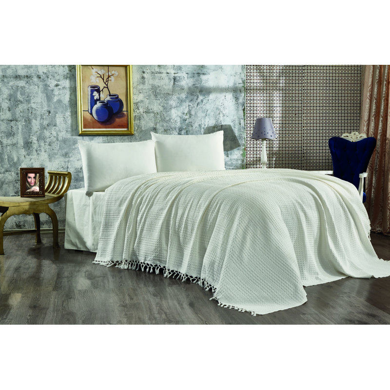 Damaris Cotton Solid Colour Bedspread, Cream