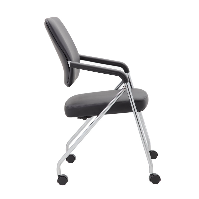 Chaise de salle d'attente en vinyle 18,5 po avec structure en métal