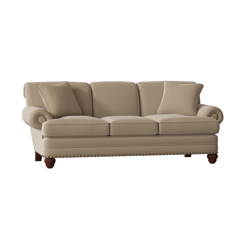 Spratt Sofa, Light Brass, Manhattan, Peyton Navy Performance Twill