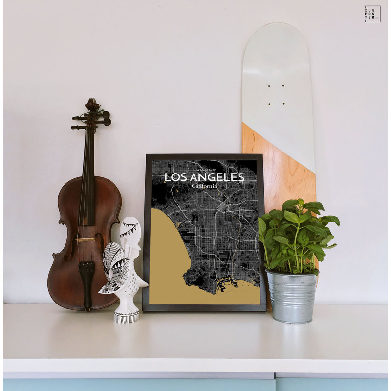 « los angeles city map », reproduction d’impression sur affiche luxe, H 17 po x l 11 po