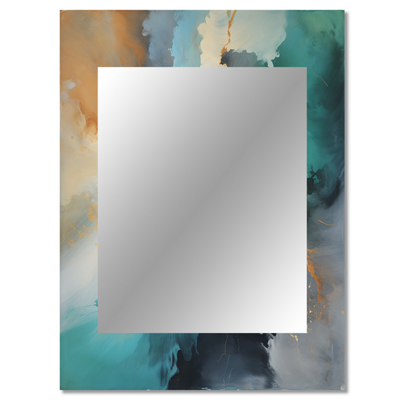 Foudre de la sagesse de l'océan - miroir fractal, miroir mural décoratif doré, impression d'art en métal, 40 po x 30 po