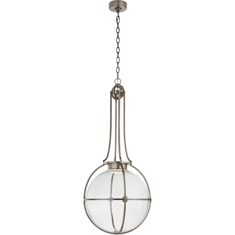 Gracie Large Captured Globe Pendant by Chapman & Myers , Antique Nickel, 48.25" H x 19.25" W x 19.25" D