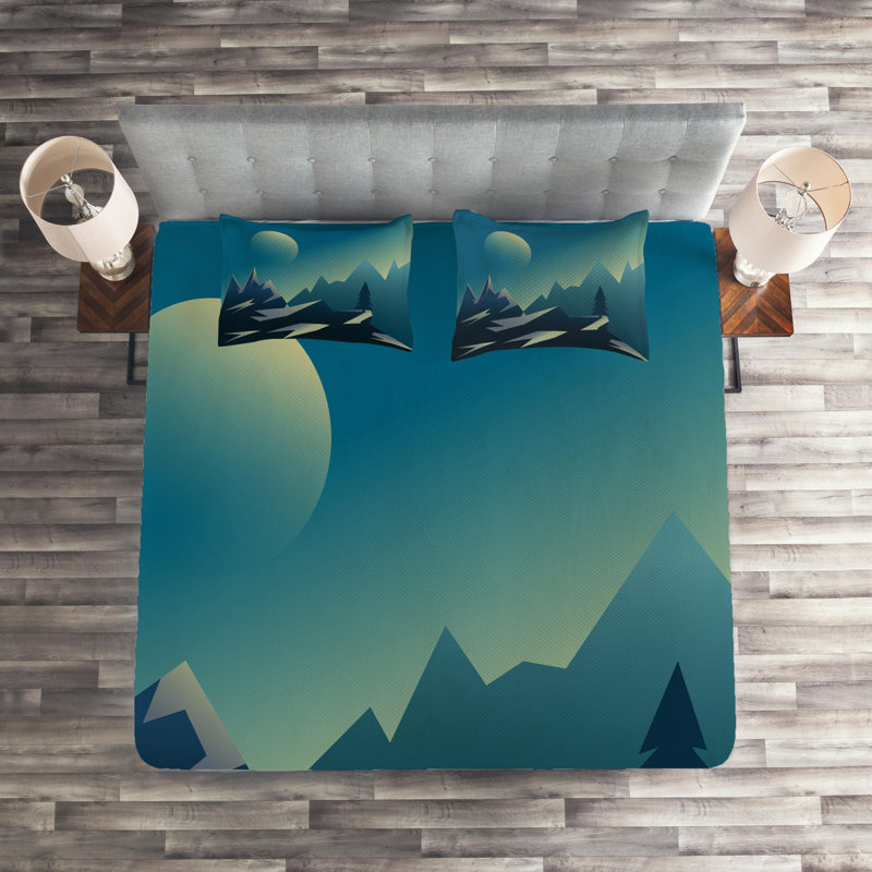 Mountain Modern & Contemporary Polyester Coverlet, King Bedspread + 2 Shams