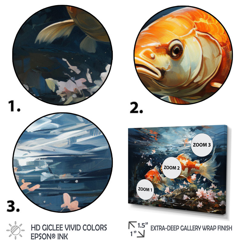 " China Art Glimpse Fish II ", 30" H x 40" W x 1.5" D, Gold Floater Framed