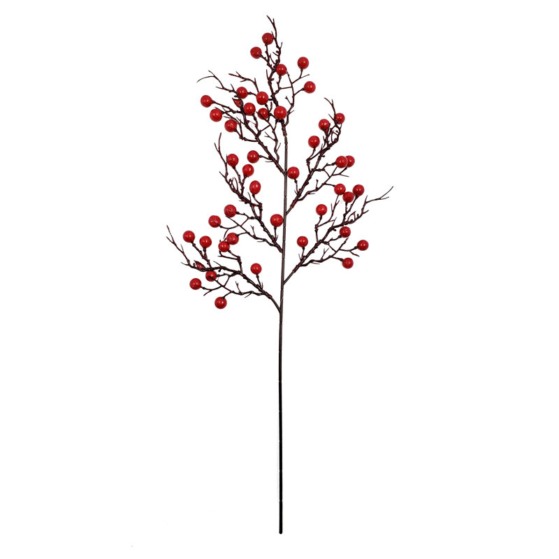 Vaporisateur de baies rouges 29 po, branche artificielle imperméable pour la décoration intérieure, arrangement floral, couronnes, bricolage - 8 pièces