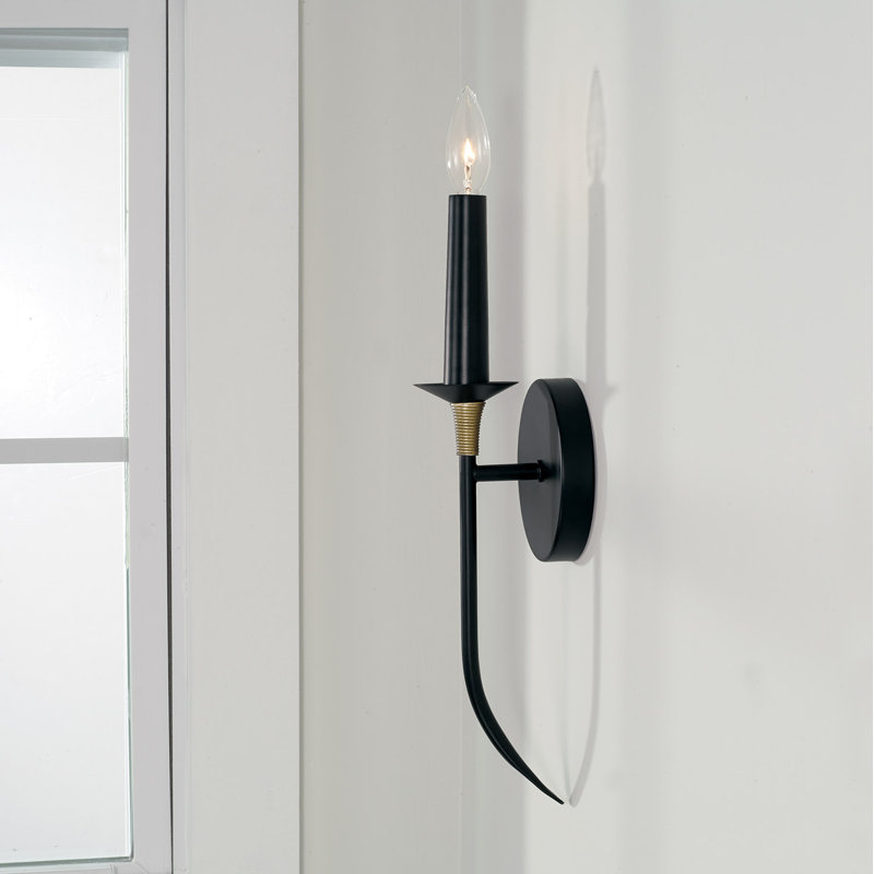 Matte Black and Brass Dimmable Wall Sconce