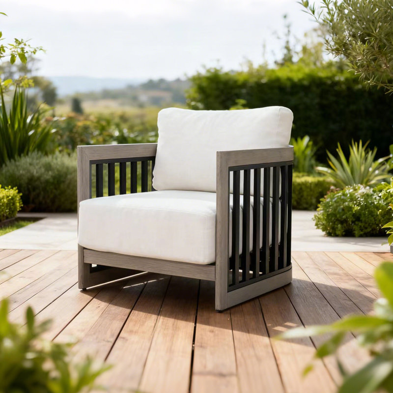 Chaise longue avec coussins Sereno, Noir/gris