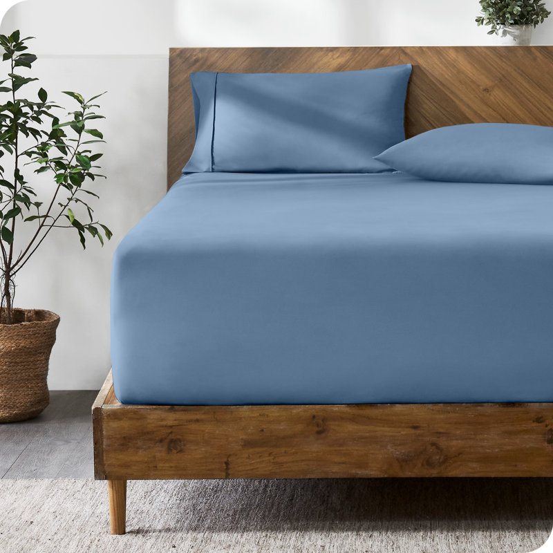 Extra Deep Microfiber Fitted Sheet, Queen Fitted Sheet, Coronet Blue
