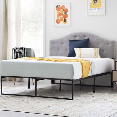 Metal Platform Bed Frame - Under Bed Storage Space - No Box Spring Needed - 14" High - Modern Contemporary - Sturdy Steel - Light Weight - Easy Assem