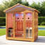 Sauna d'extérieur en cèdre rouge et en pruche pour 3-4 personnes avec infrarouge lointain, radiateur TOULE 6Kw et contrôleur à pavé tactile