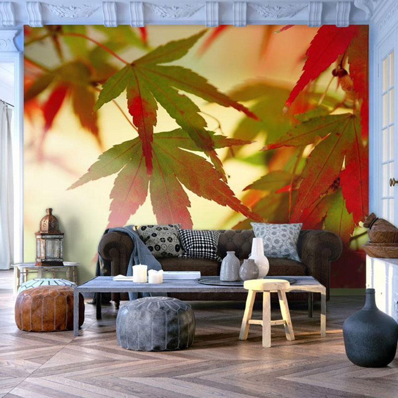 Murale feuilles colorées, L 90 po x l 118 po