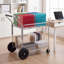 Rolling File Cart 2-Tier Mobile Wire Mail Cart with Lockable Wheels, for Office Records Room, Heavy-Duty File Folder Organizer Utility Wagon, with 264.55 lbs / 120 kg Load, 37.6 x 22.4 x 38 in