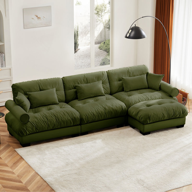 Canapé modulaire en velours surdimensionné Comfort, Vert olive