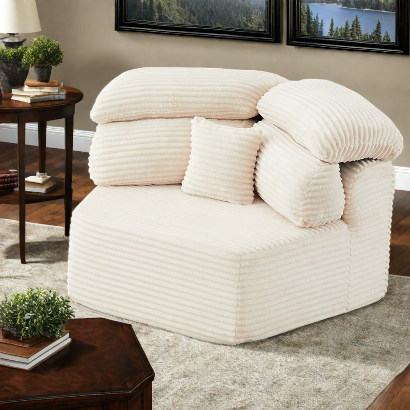 Chaises d'appoint modernes, 53 po. Velours côtelé beige pour la maison