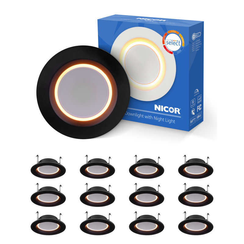 Luminaire à DEL noir sélectionnable de 4 po avec fonction veilleuse (paquet de 12)