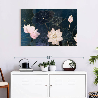 Fleurs de lotus texturées, reproduction sur toile