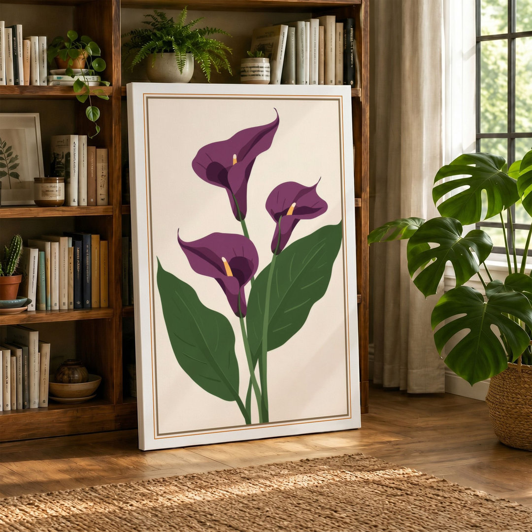 Purple Calla Lilies Botanical - Wrapped Canvas