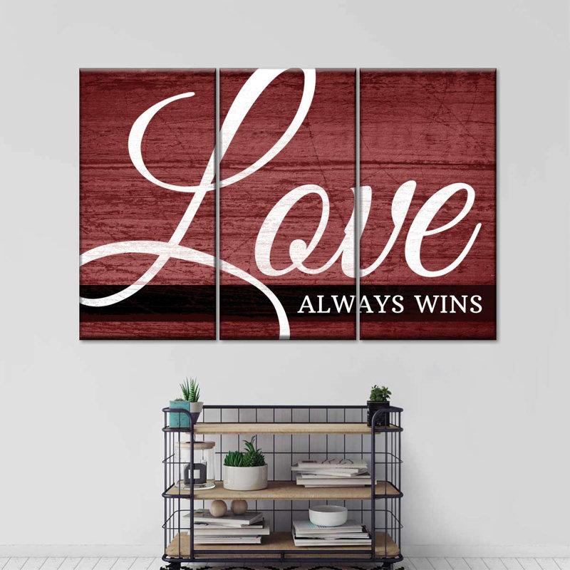 «Love Love», ensemble de 3 pièces «Love Always Wins I», H 24 po x l 38 po x P 1,25 po