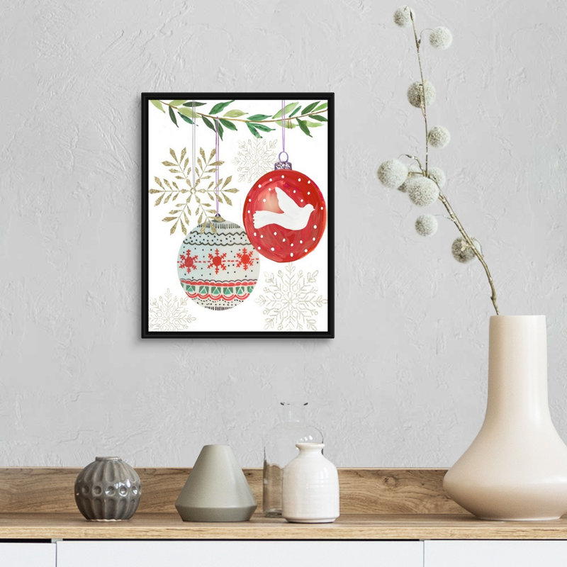 " Hanging Ornaments II " Painting Print, Black Framed, 16" H x 13" W x 1.75" D