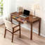 Bureau en bois massif avec tiroirs, bureau debout avec bords lisses pour le bureau à domicile, le bureau et la chambre à coucher
