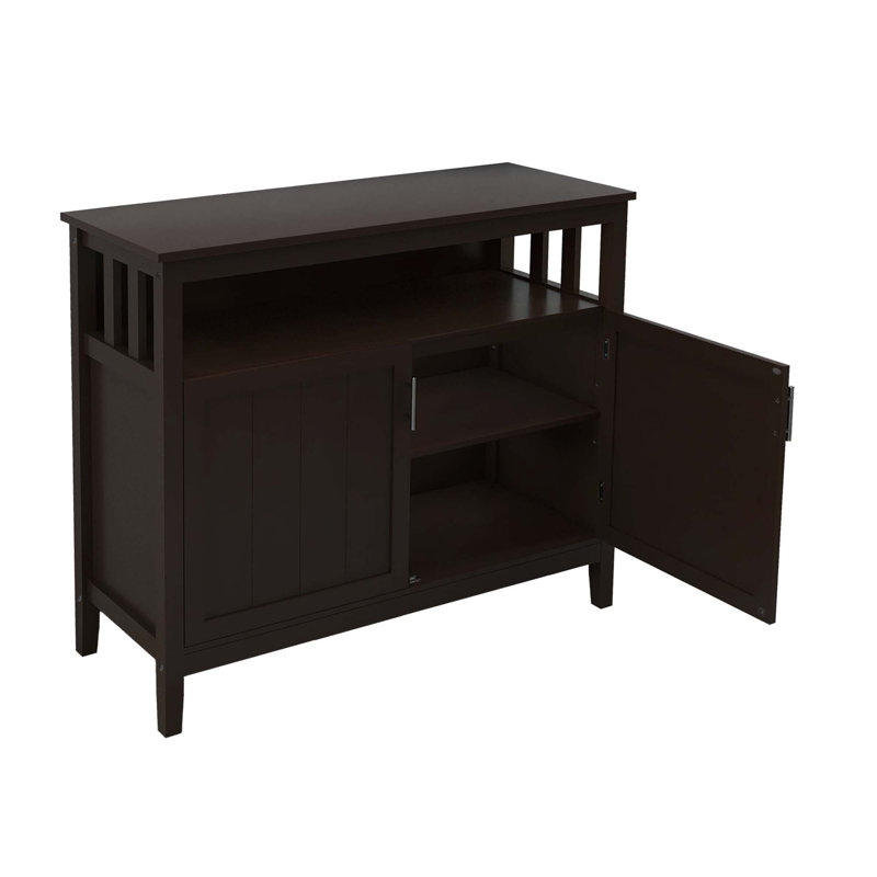 Kitchen Storage Sideboard, Dining Buffet Server Cupboard Cabinet,Console Table with Adjustable Shelf, Dark Brown