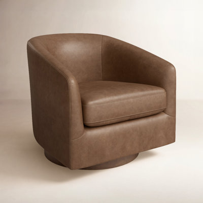 Bennett Genuine Leather Swivel Barrel Chair