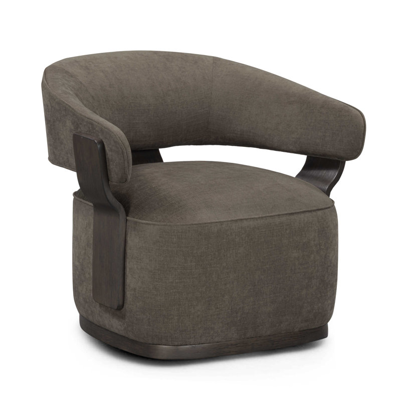 Fauteuil d'appoint pivotant en chenille et lin Madison, Gris
