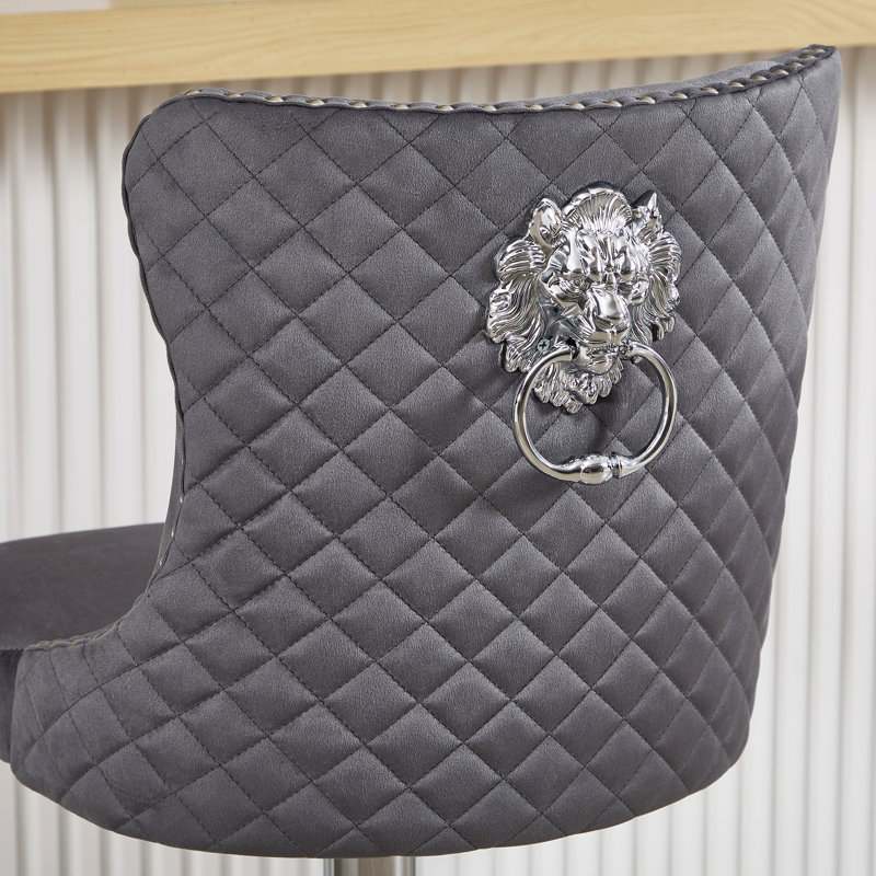Tabouret de comptoir pivotant à hauteur réglable avec structure en métal, Argent argent, Gris foncé