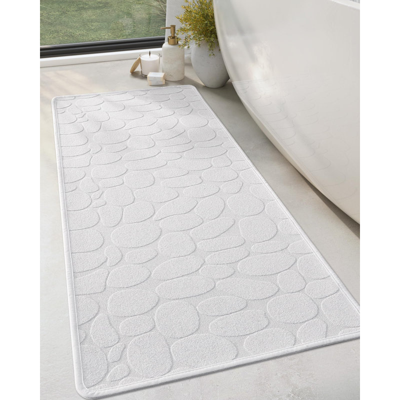 Tapis pour salle de bain en caoutchouc Emslie, L 20 po x L 47 po, Blanc