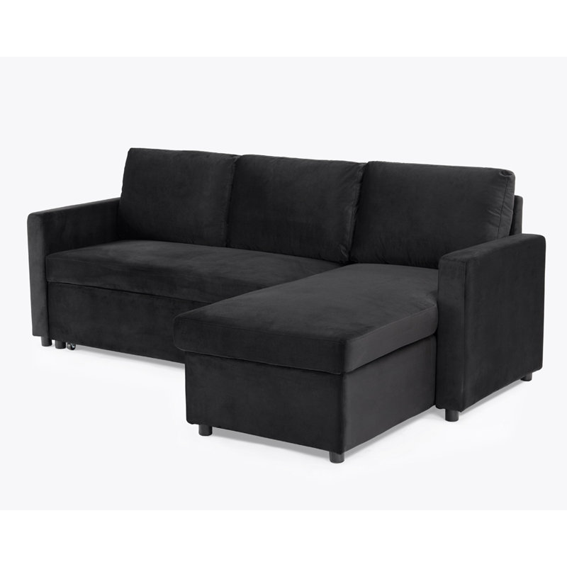Tannum 3 Seater Velvet Sofa Bed, Black