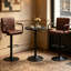 3 Piece Height-Adjustable Pub Table And Leathered Pedestal Bar Stool Dining Set-1495100416