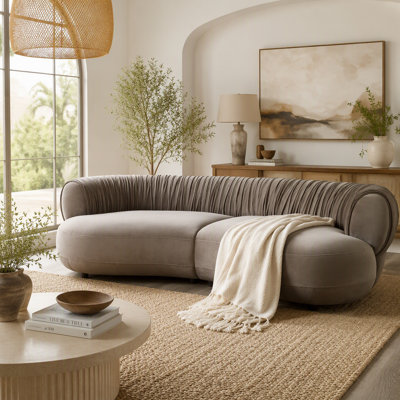 Canapé moderne incurvé de 260 cm (102,36 pouces), silhouette élégante en croissant, gris, canapé modulable pour salon et chambre à coucher