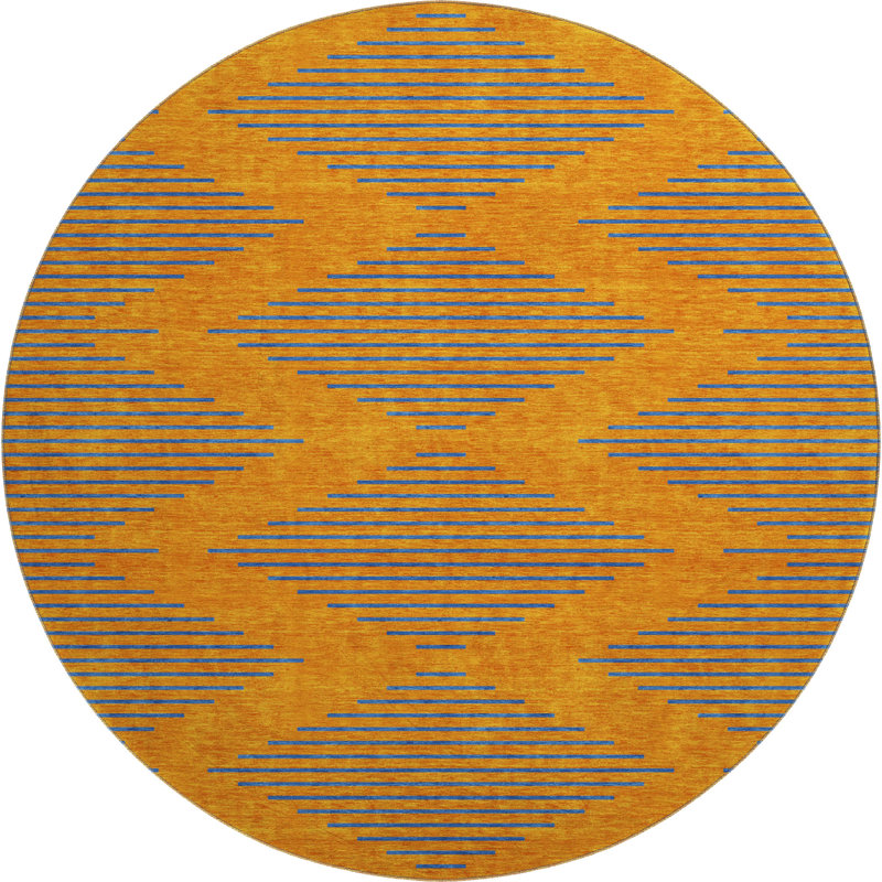 Premium Machine Washable Jahnke AMF1017 Geometric Rug, Round 8'